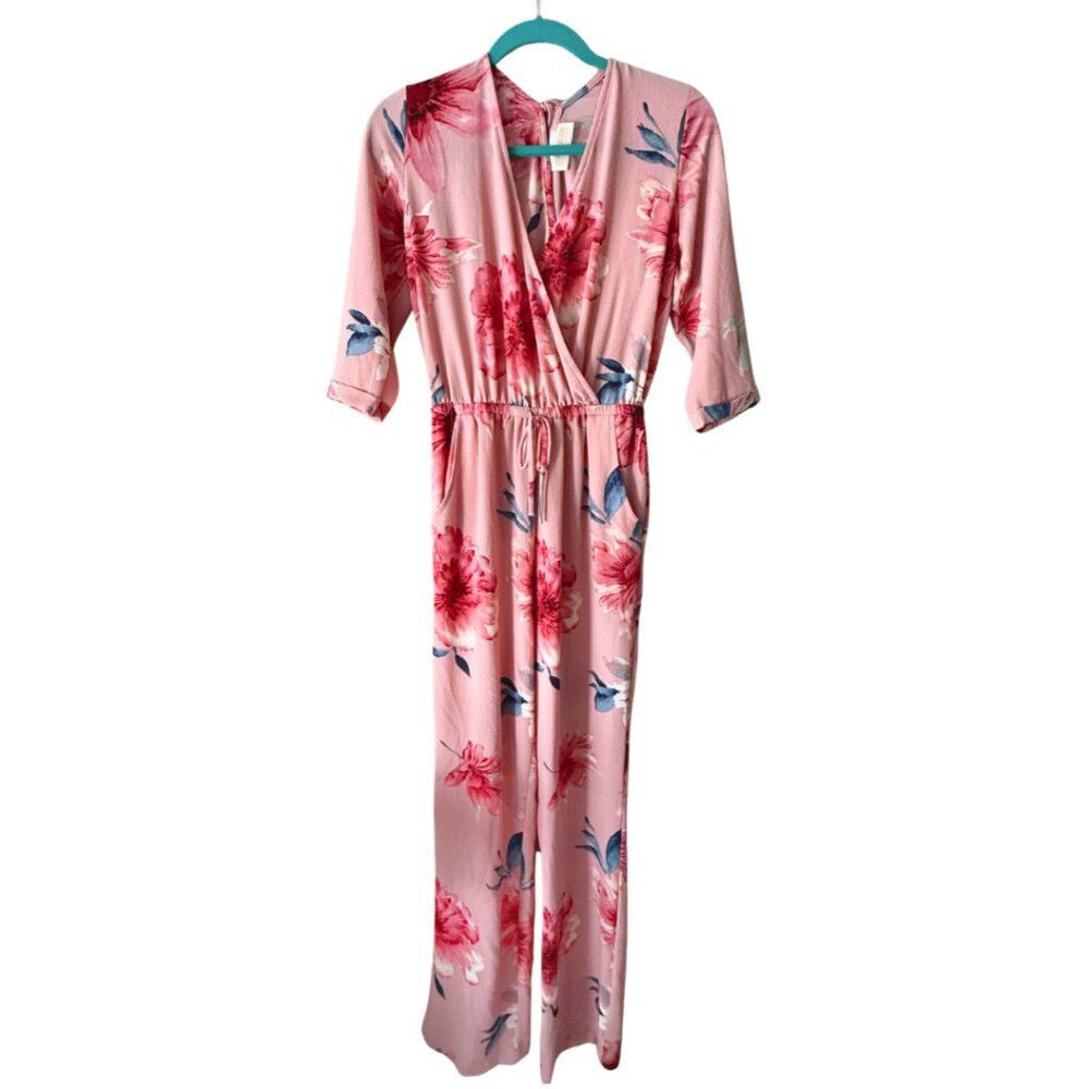 LET THEM EAT CAKE “Adrienne” Pink Floral Jumpsuit Romper - Women’s Small